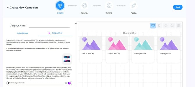 AI creative in content recommendations