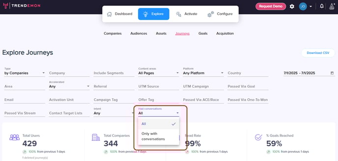 contextiles - explore jourenys filter