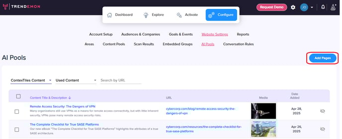 contextiles - pool add pages