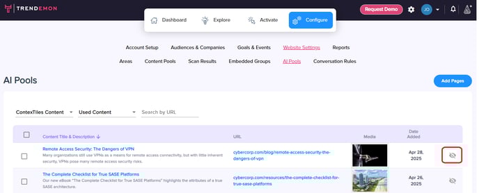 contextiles - remove from pool
