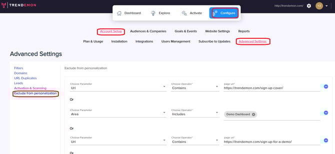exclude from personalization