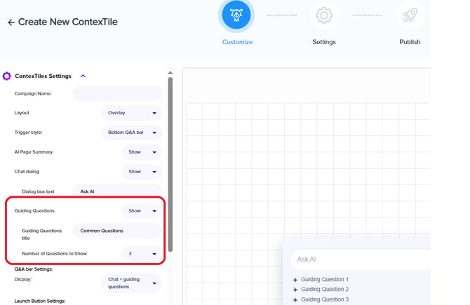 kb - customize guiding questions