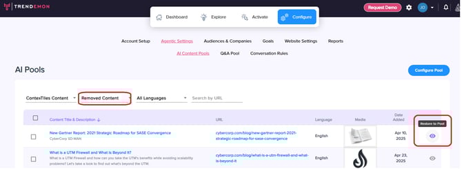 kb - restore to pool